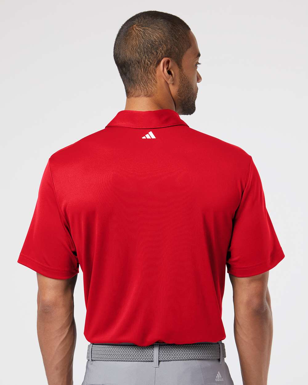 Men's Floating 3-Stripes Polo - OnModelBack - B03053703 - Team Power Red/ White