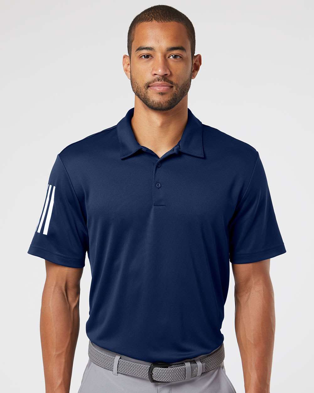 Men's Floating 3-Stripes Polo - OnModelFront - B03053653 - Team Navy Blue/ White