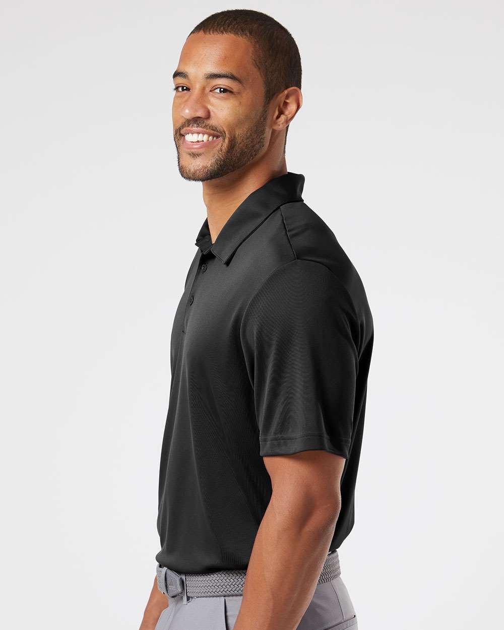 Men's Floating 3-Stripes Polo - OnModelSide - B03053503 - Black/ White
