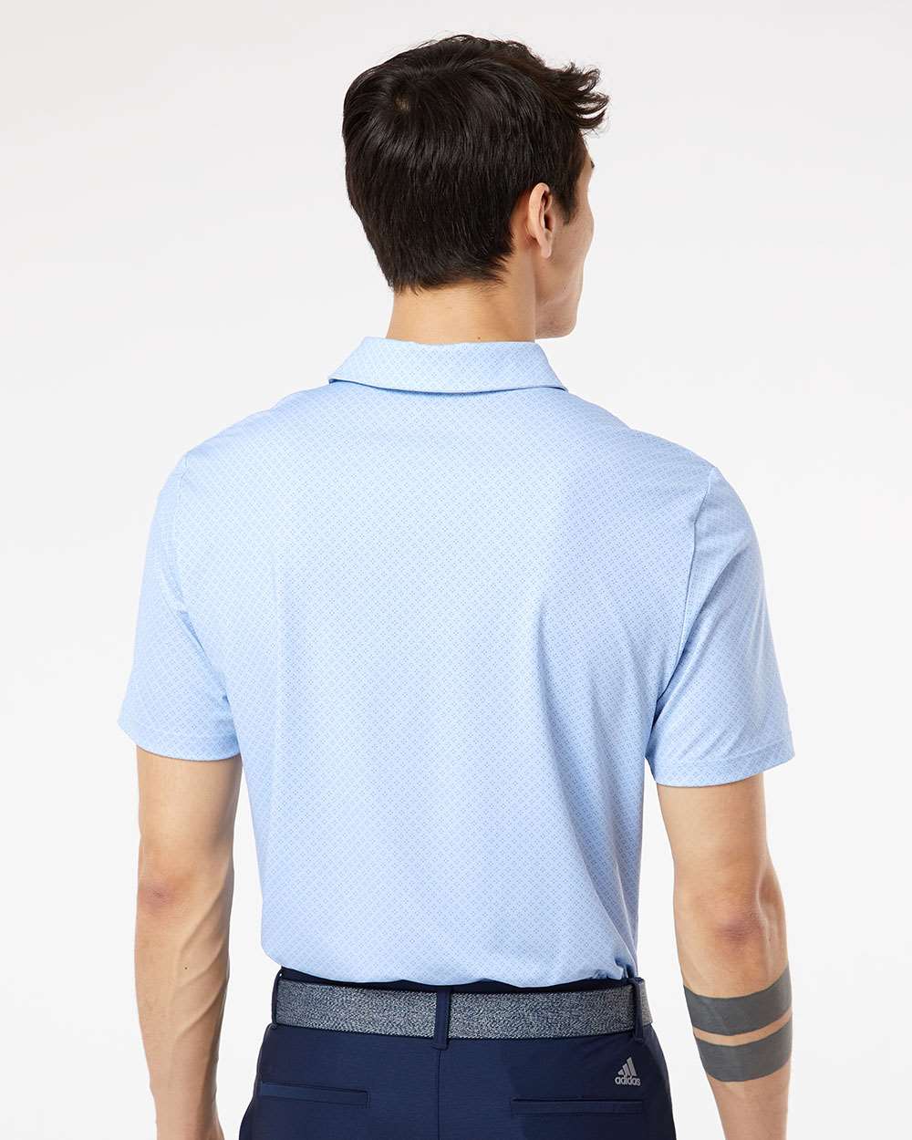 Men's Diamond Dot Print Polo - OnModelBack - B03353253 - Glow Blue/ White/ Navy
