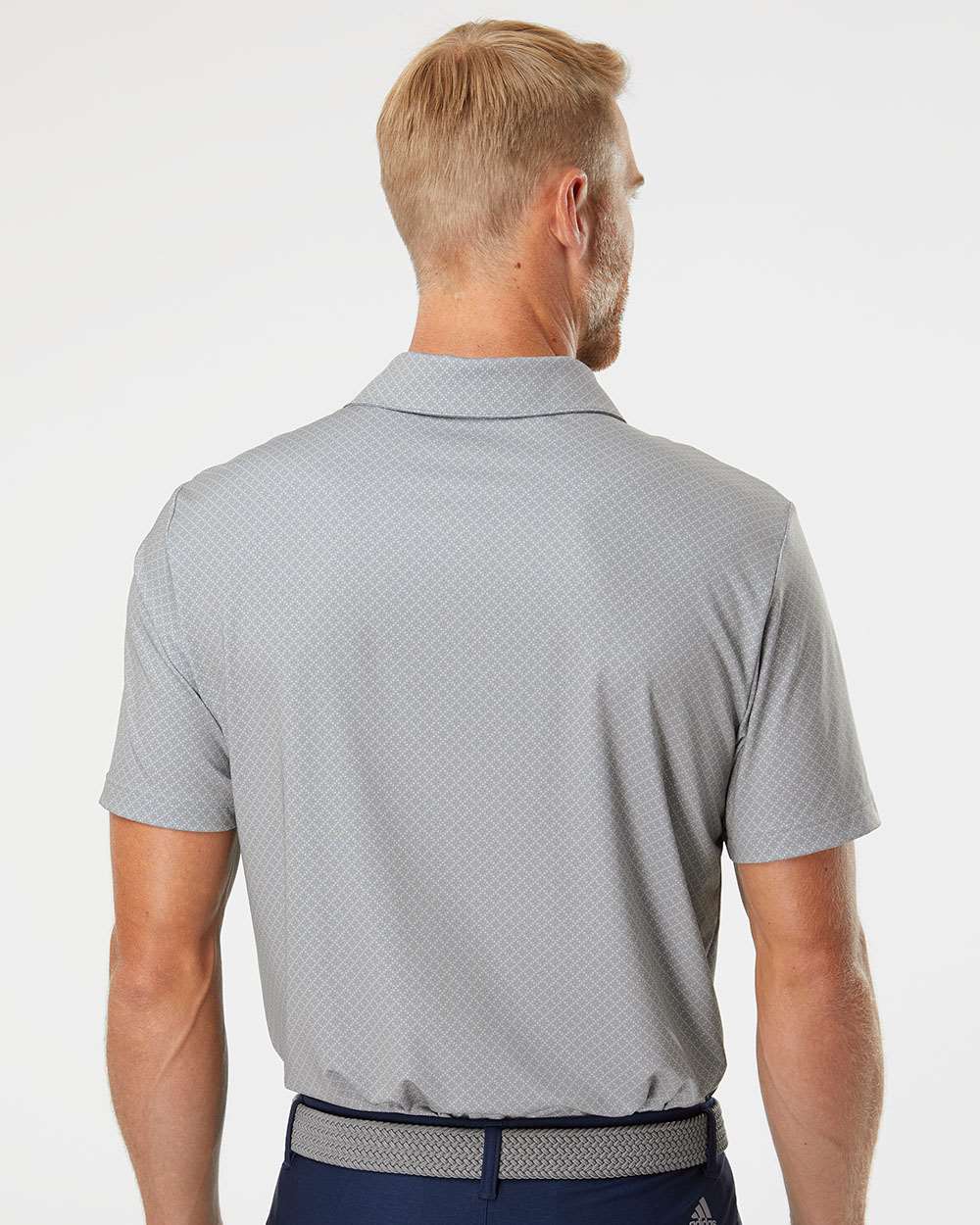 Men's Diamond Dot Print Polo - OnModelBack - B03353353 - Grey Three/ Team Royal/ Navy