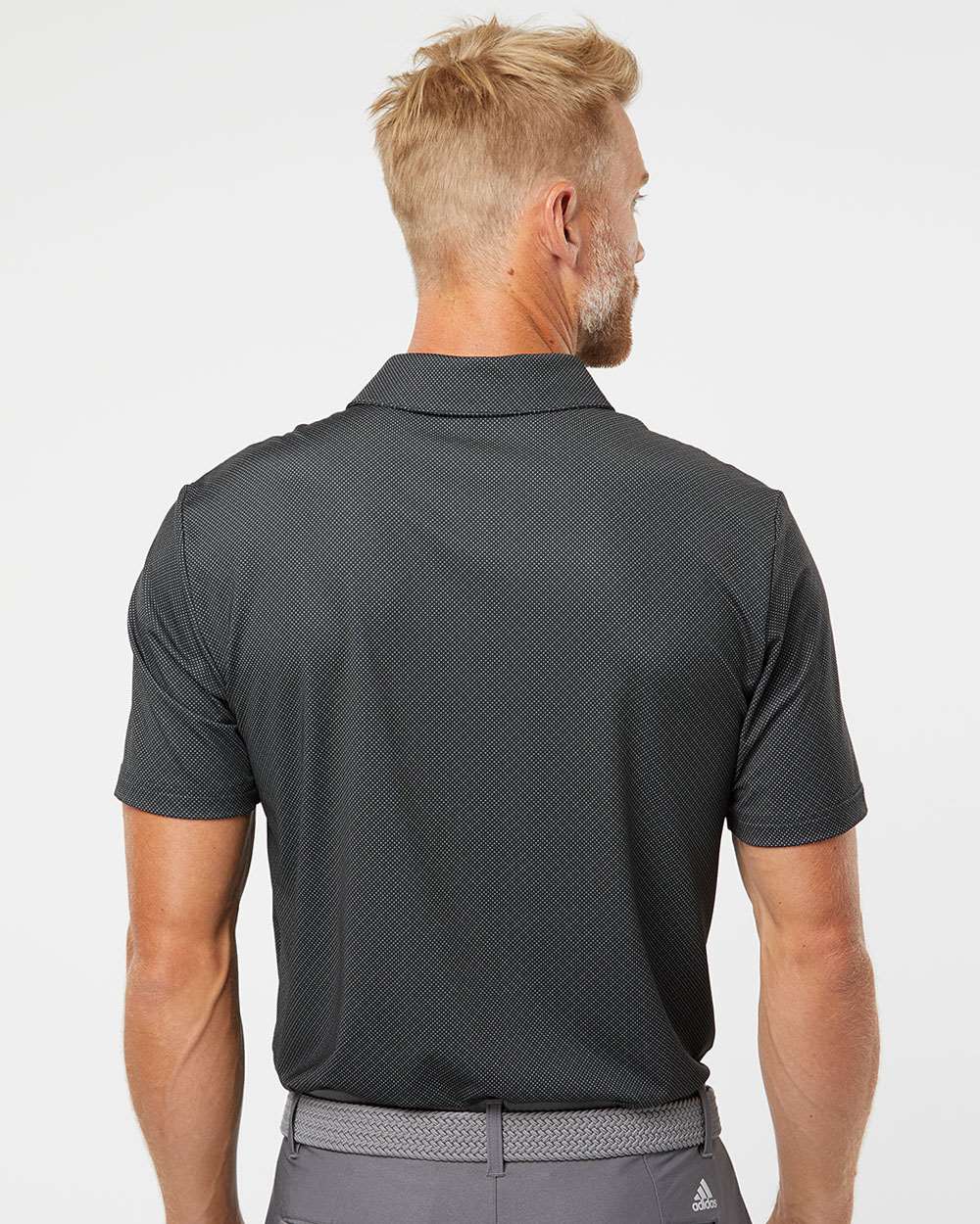 Men's Diamond Dot Print Polo - OnModelBack - B03353503 - Black/ White/ Grey Three
