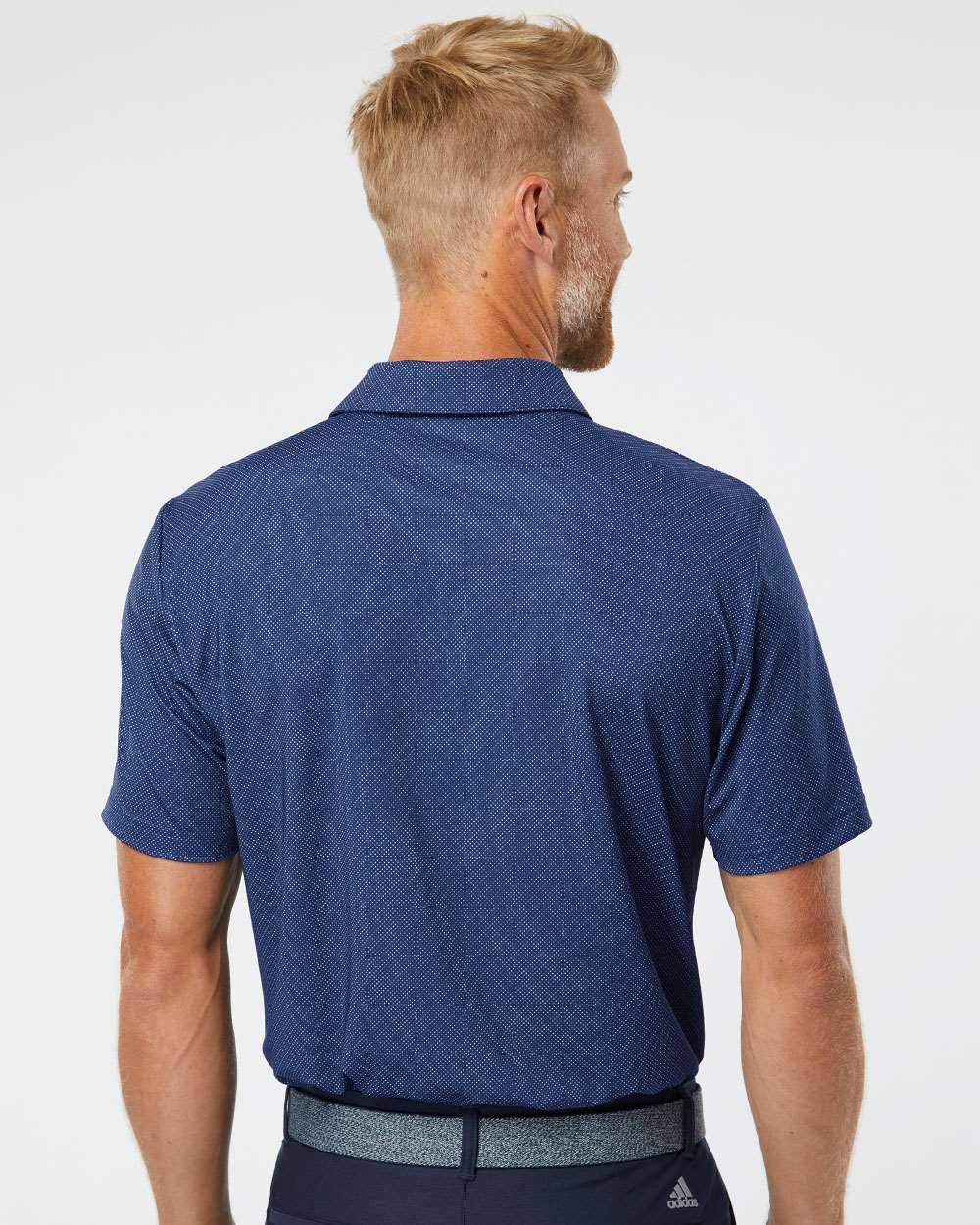 Men's Diamond Dot Print Polo - OnModelBack - B03353653 - Navy Blue/ White/ Grey Three