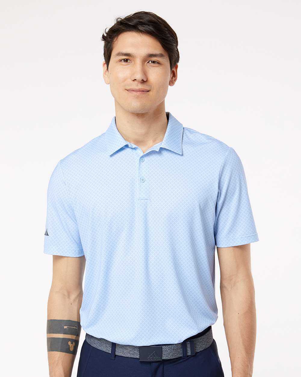 Men's Diamond Dot Print Polo - OnModelFront - B03353253 - Glow Blue/ White/ Navy