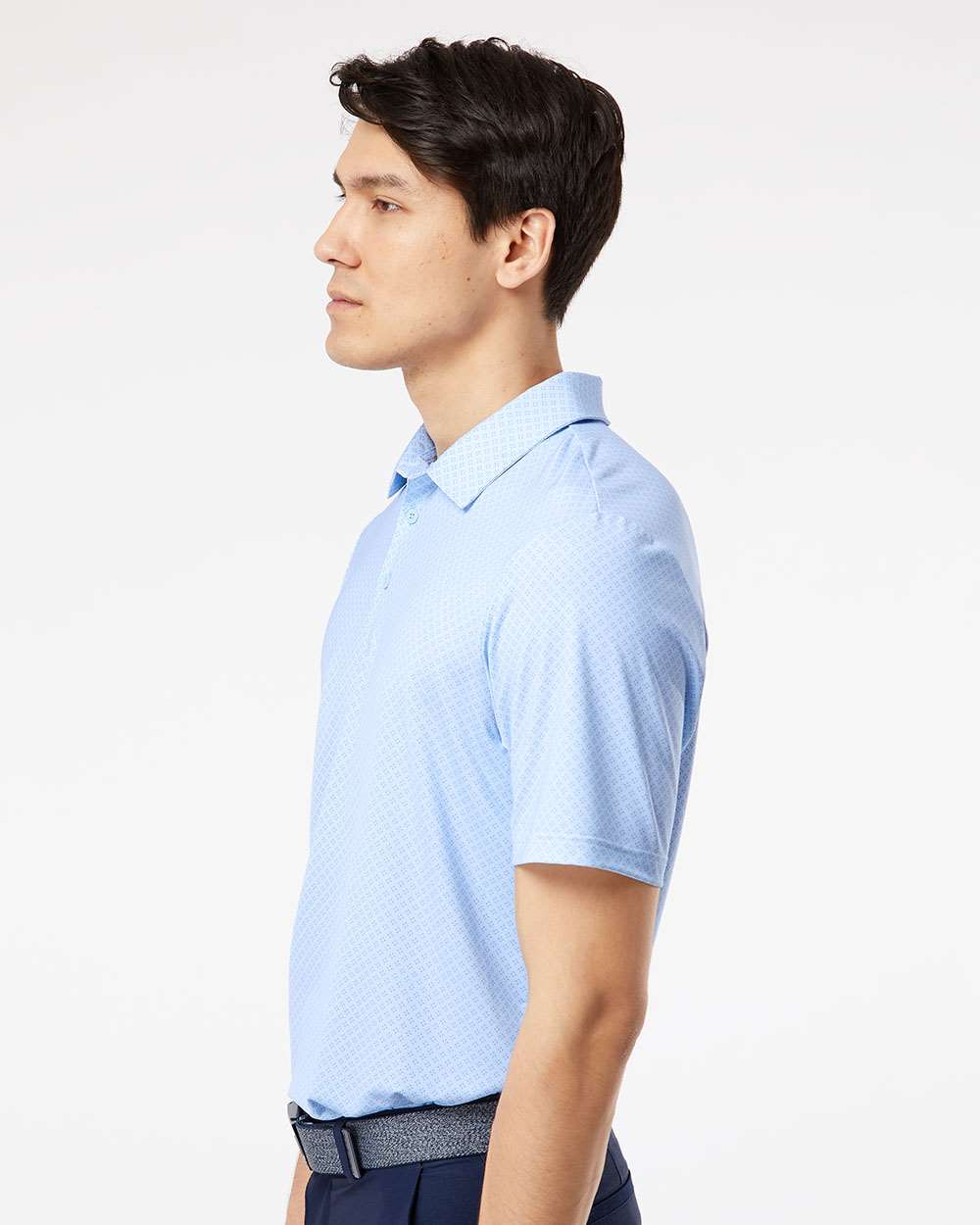 Men's Diamond Dot Print Polo - OnModelSide - B03353253 - Glow Blue/ White/ Navy