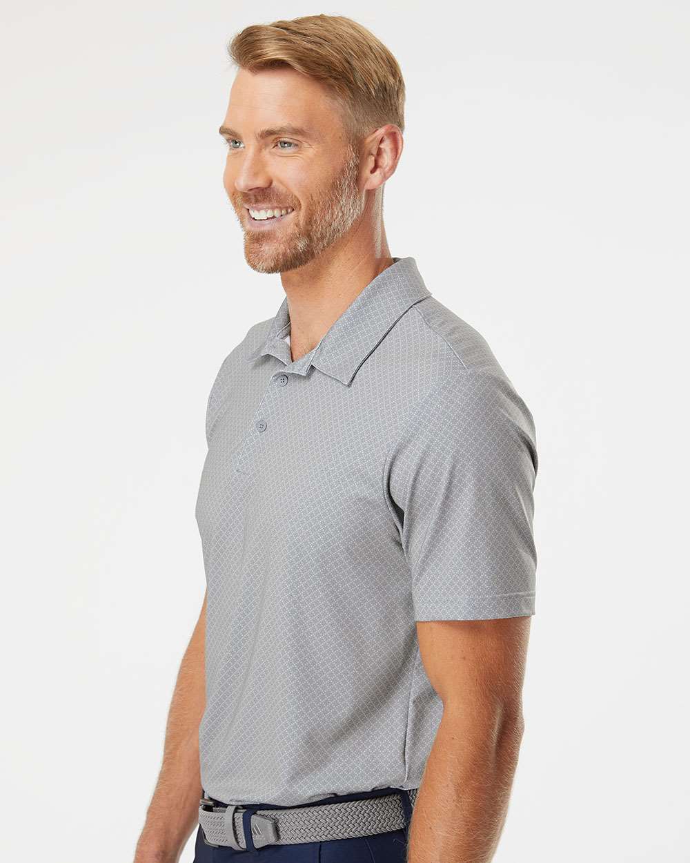 Men's Diamond Dot Print Polo - OnModelSide - B03353353 - Grey Three/ Team Royal/ Navy
