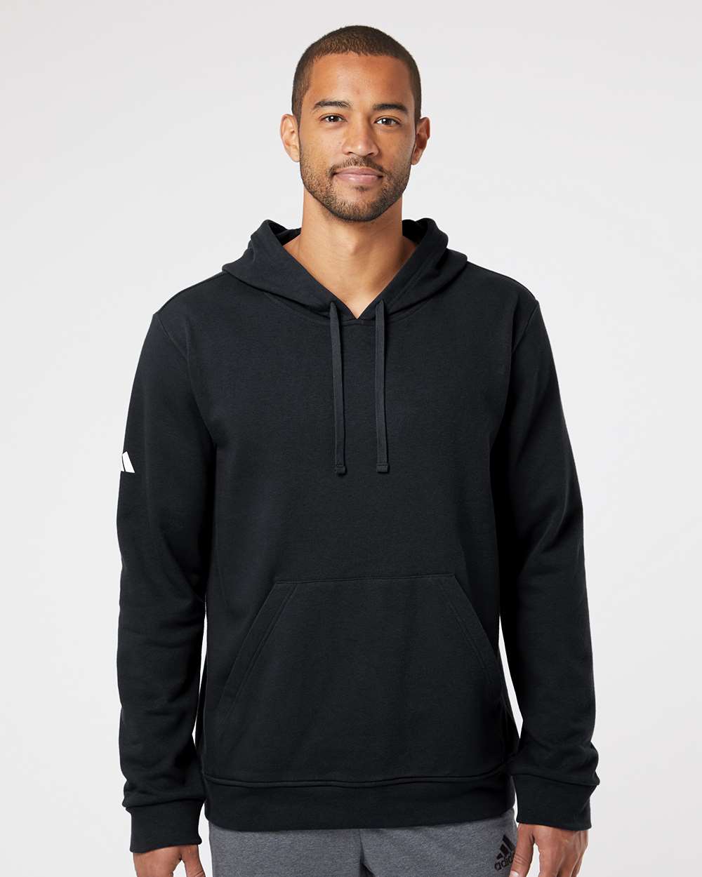 Unisex Fleece Hooded Sweatshirt - OnModelFront - B03853502 - Black