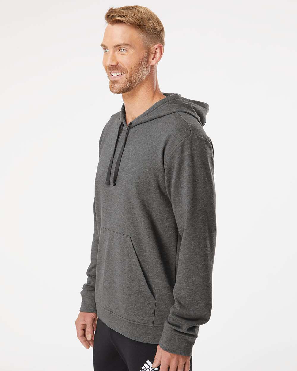 Unisex Fleece Hooded Sweatshirt - OnModelSide - B03853682 - Dark Grey Heather
