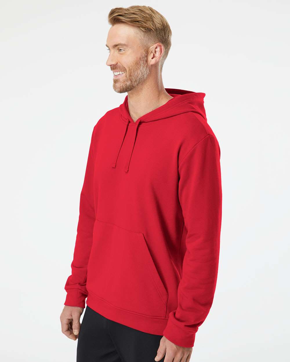 Unisex Fleece Hooded Sweatshirt - OnModelSide - B03853702 - Red