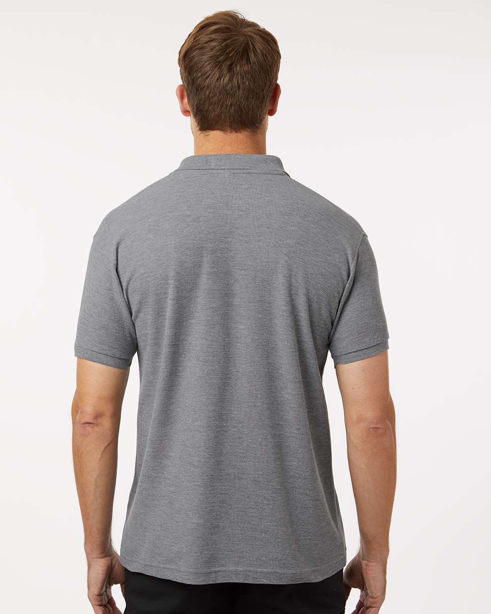 Men's Pique Polo - OnModelBack - B00596142 - Heather Granite
