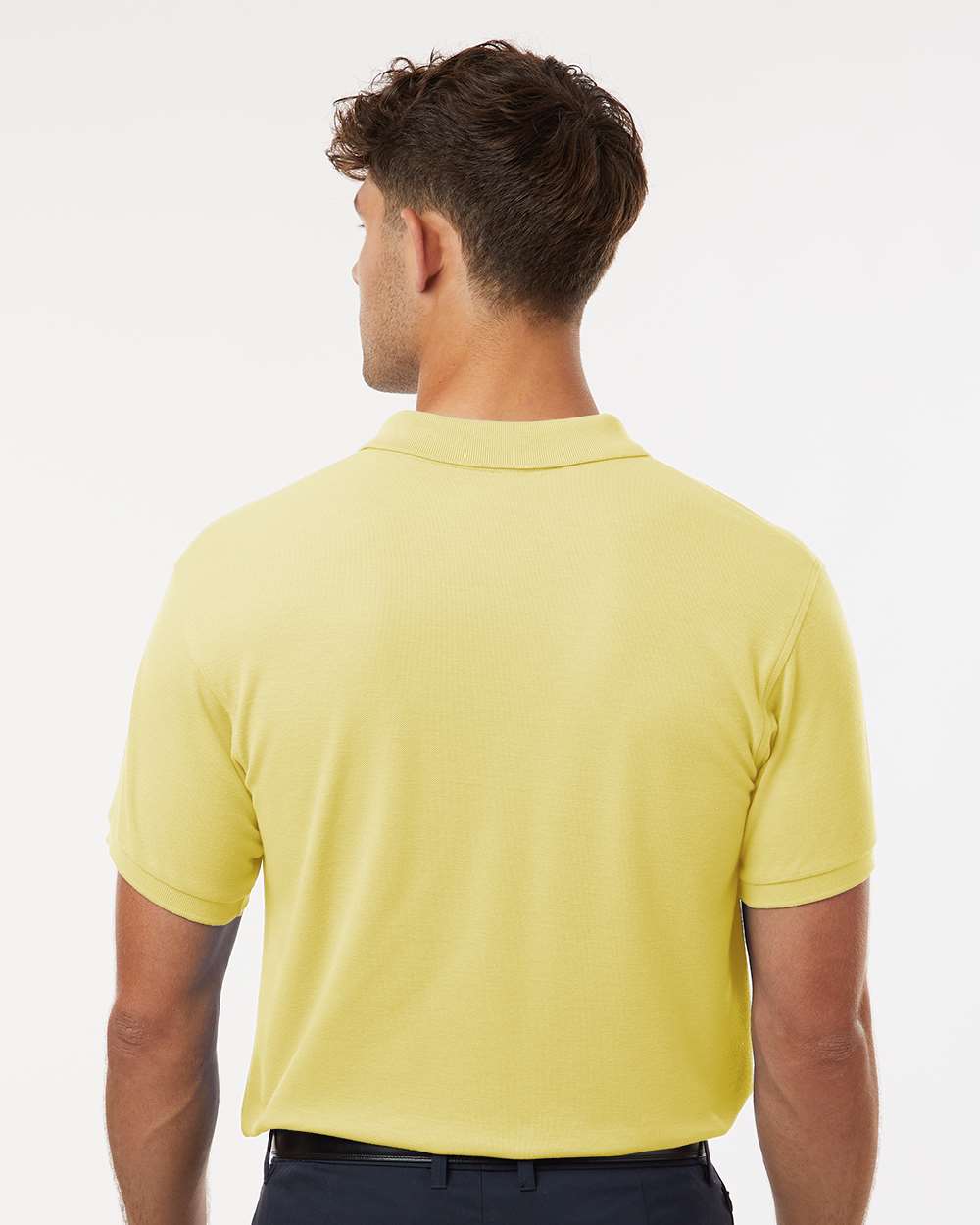 Men's Pique Polo - OnModelBack - B00596162 - Light Yellow