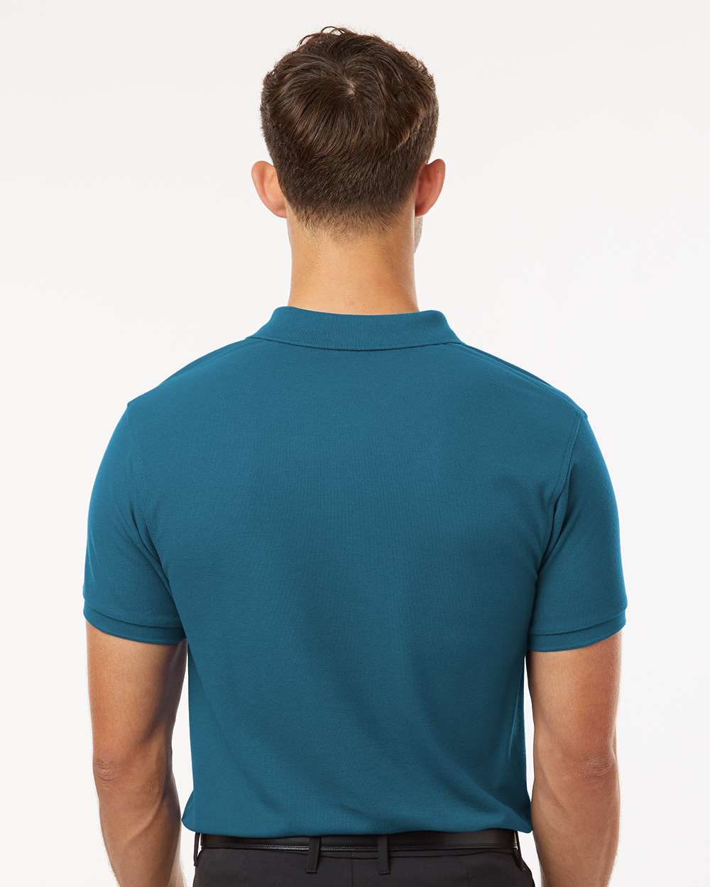 Men's Pique Polo - OnModelBack - B00596222 - Pacific Blue
