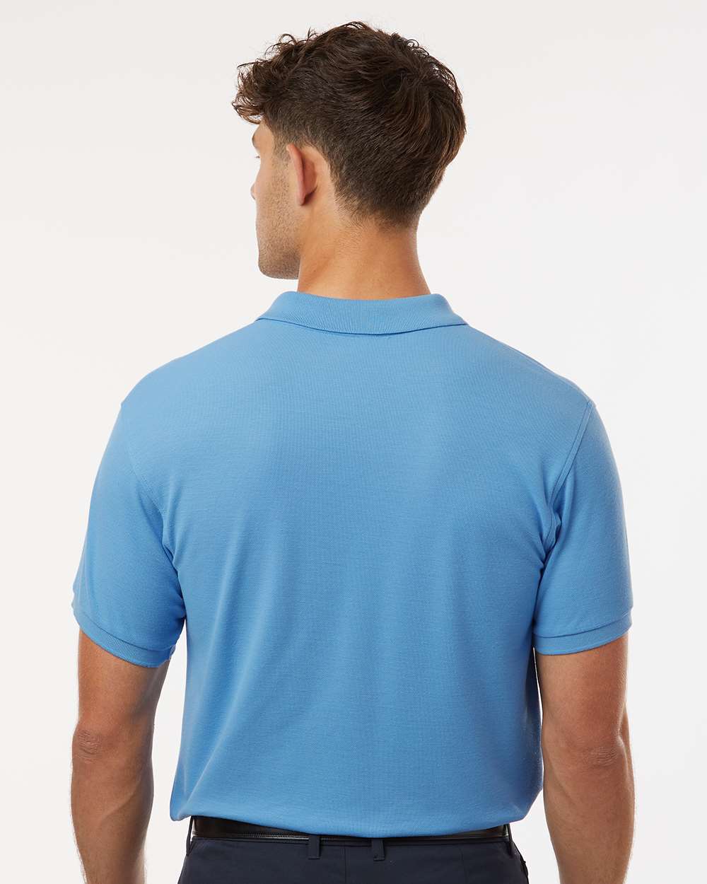 Men's Pique Polo - OnModelBack - B00596252 - Carolina Blue