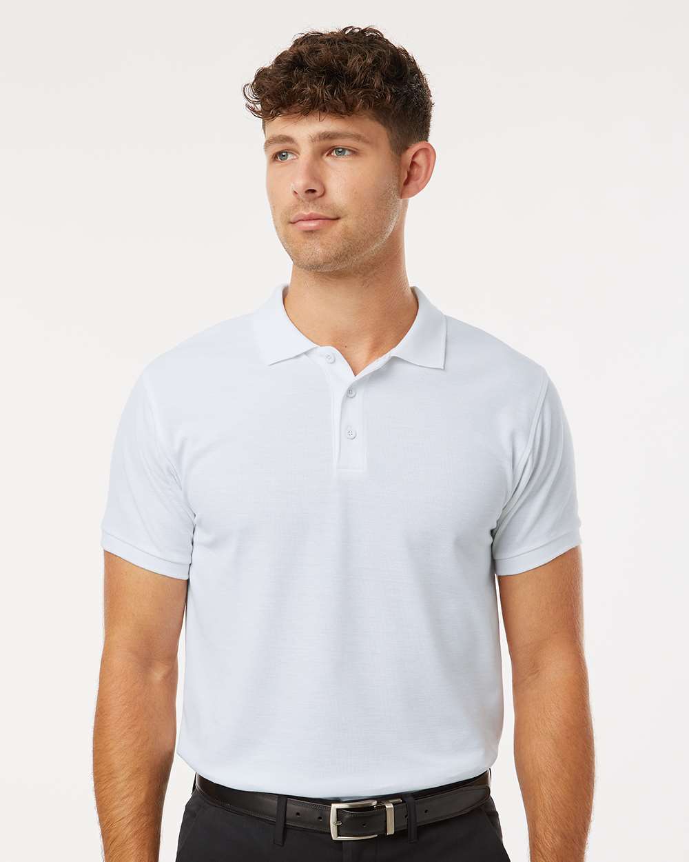 Men's Pique Polo - OnModelFront - B00596002 - White