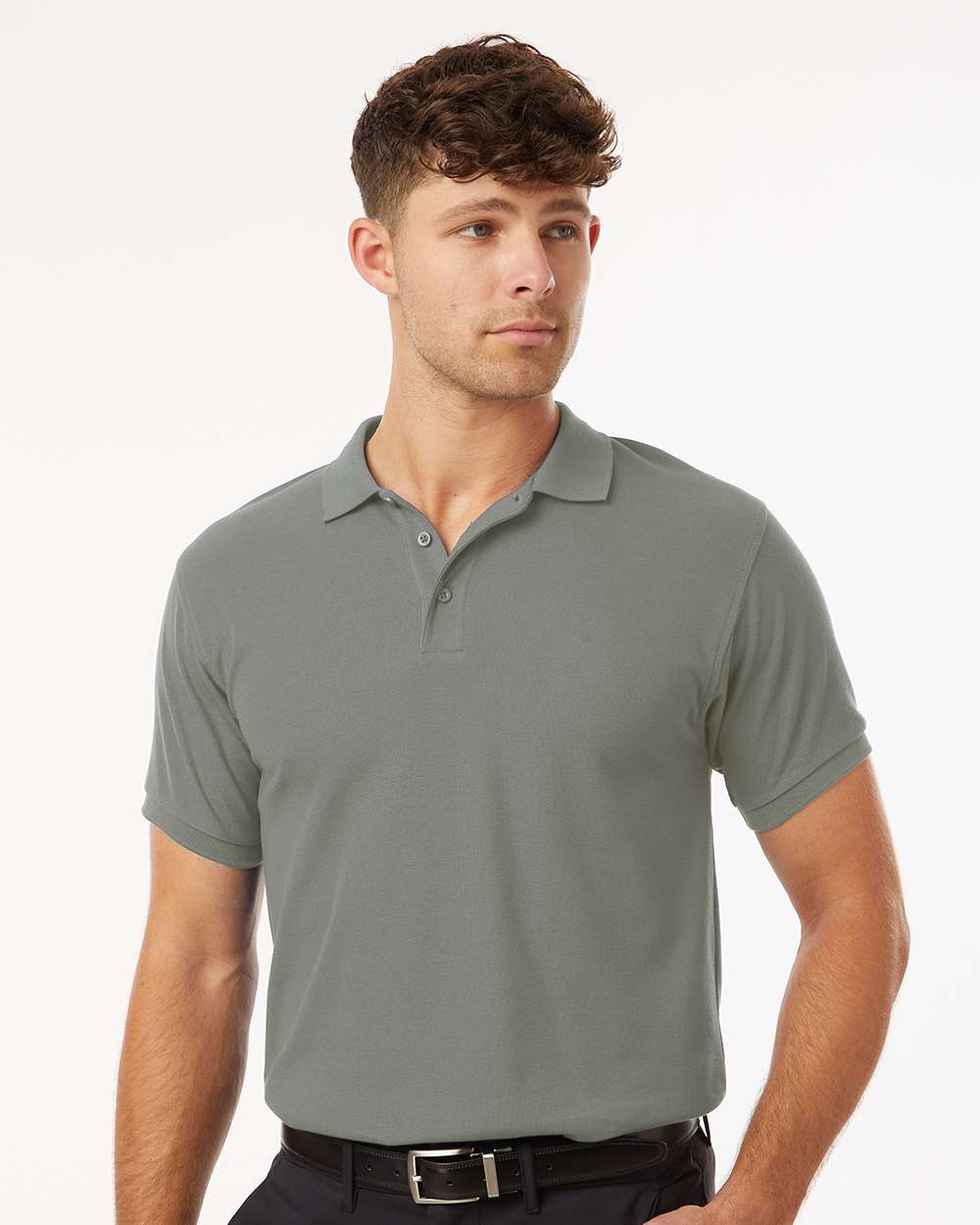 Men's Pique Polo - OnModelFront - B00596092 - Greystone