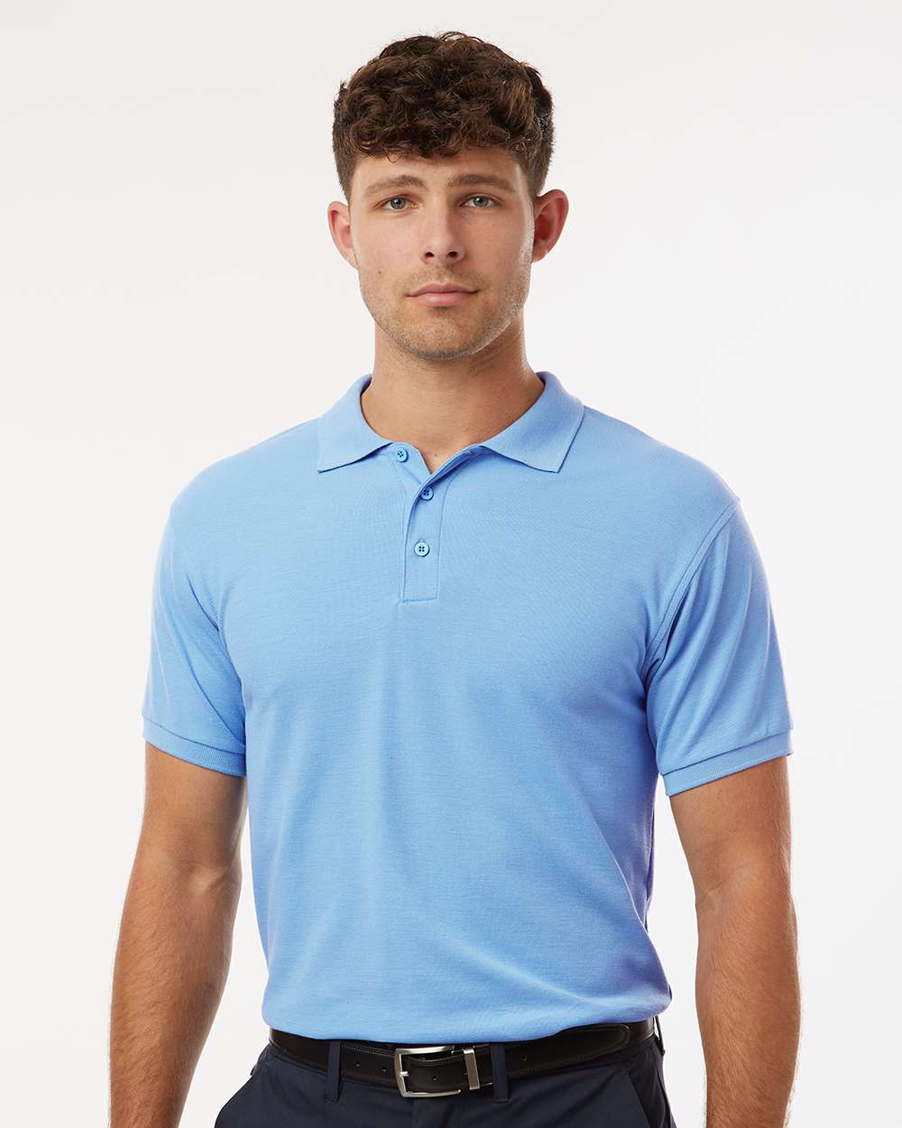Men's Pique Polo - OnModelFront - B00596112 - Cloud Blue