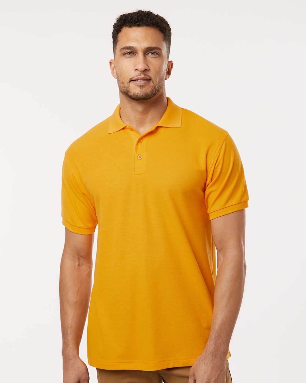 Men's Pique Polo - OnModelFront - B00596132 - Gold
