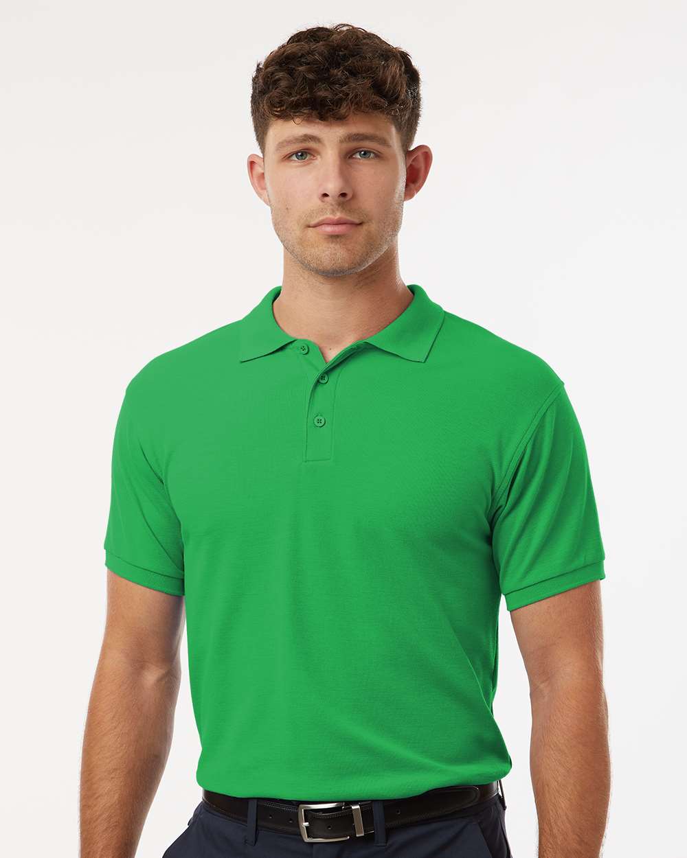 Men's Pique Polo - OnModelFront - B00596172 - Kelly Green