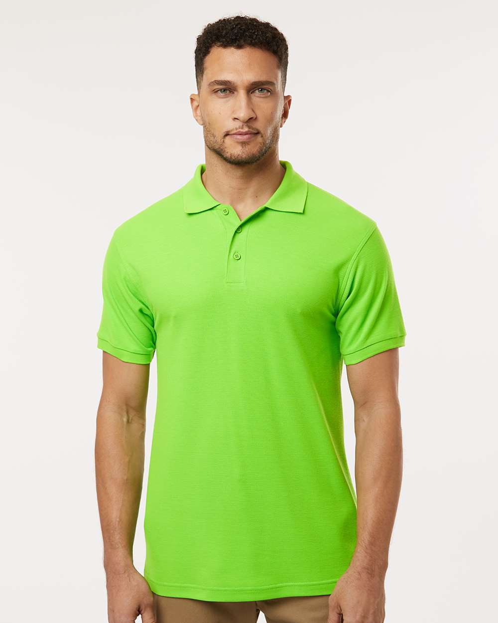 Men's Pique Polo - OnModelFront - B00596182 - Lime