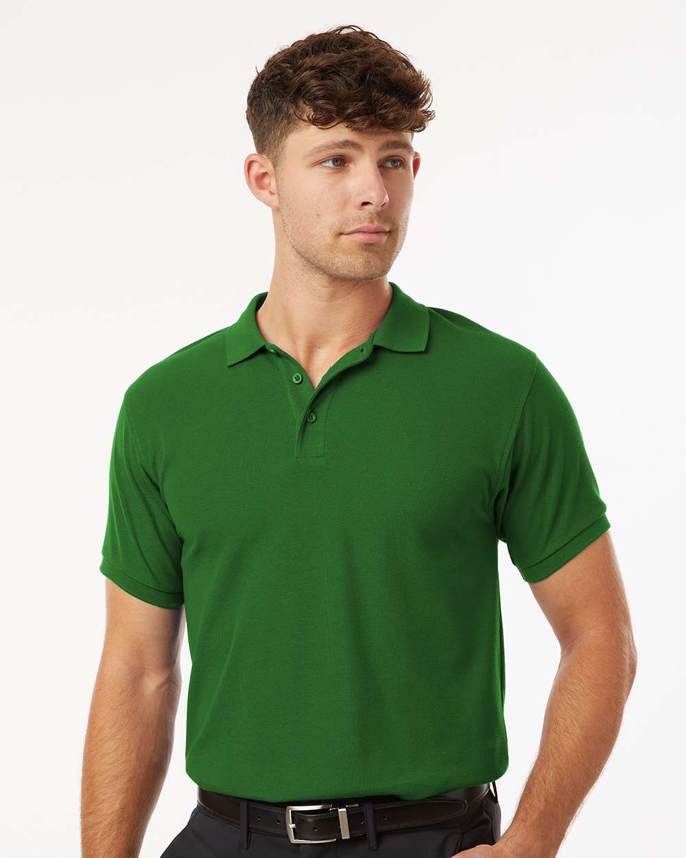 Men's Pique Polo - OnModelFront - B00596202 - Olive Green