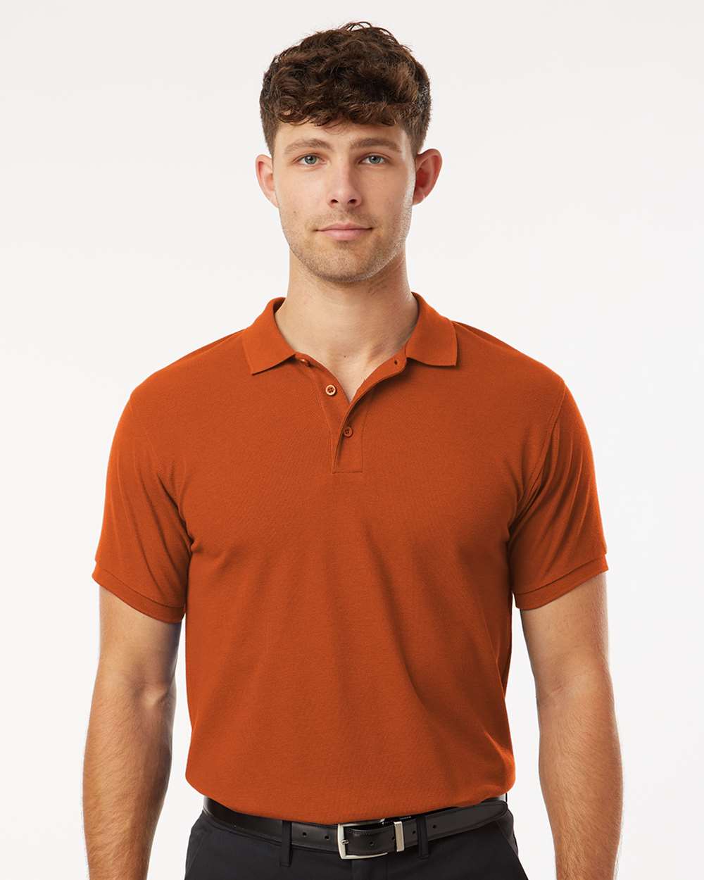 Men's Pique Polo - OnModelFront - B00596232 - Rust