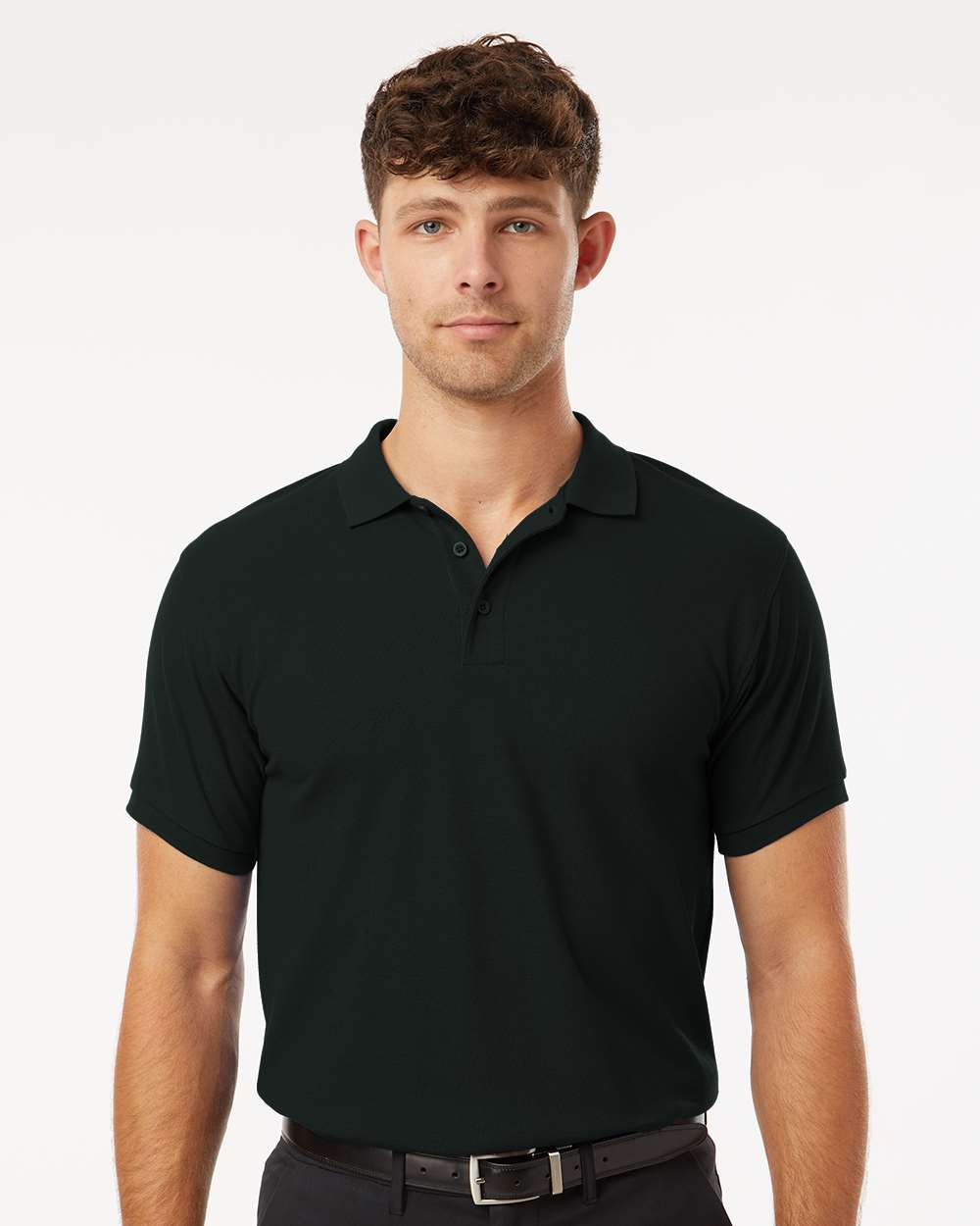 Men's Pique Polo - OnModelFront - B00596502 - Black