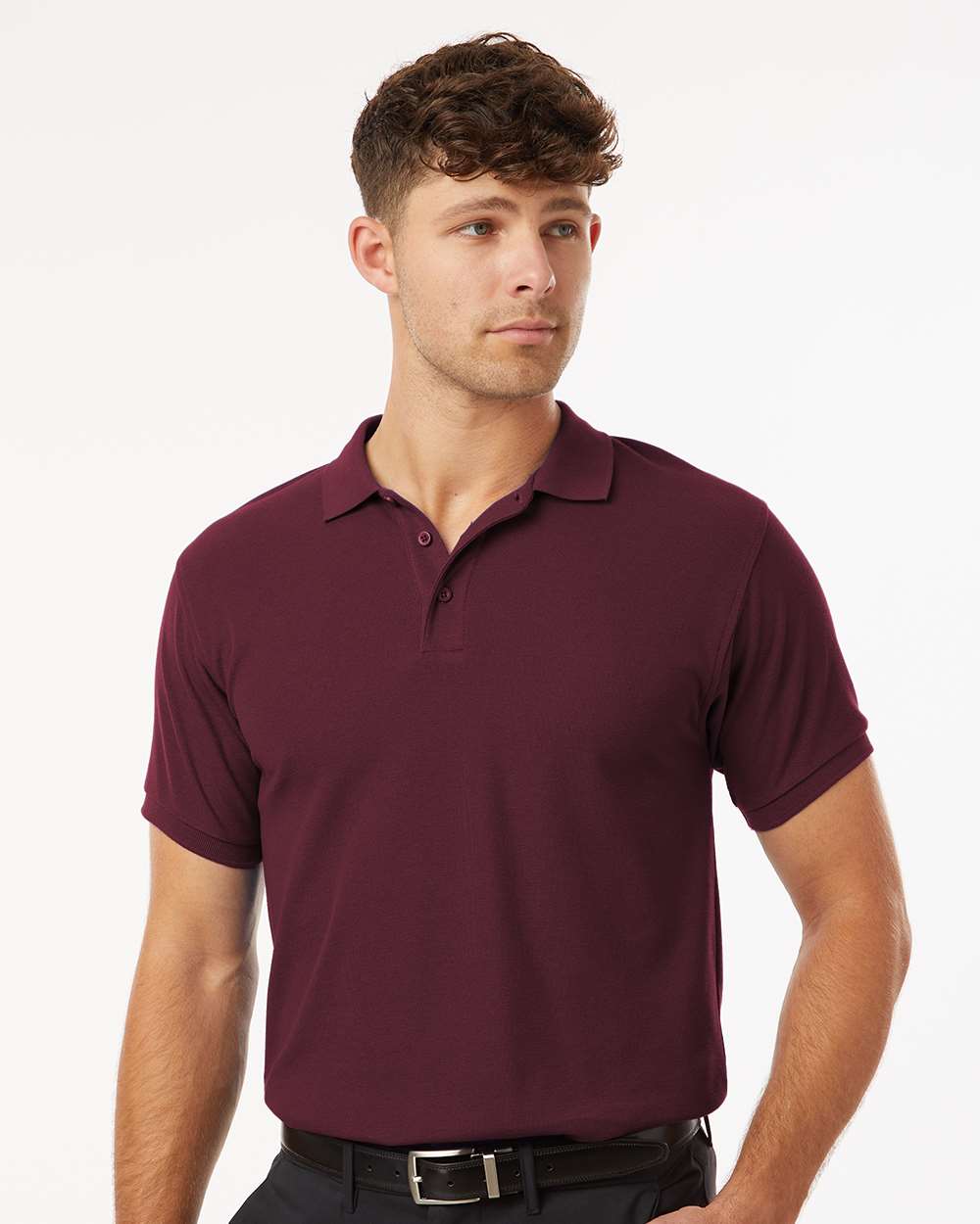 Men's Pique Polo - OnModelFront - B00596532 - Maroon