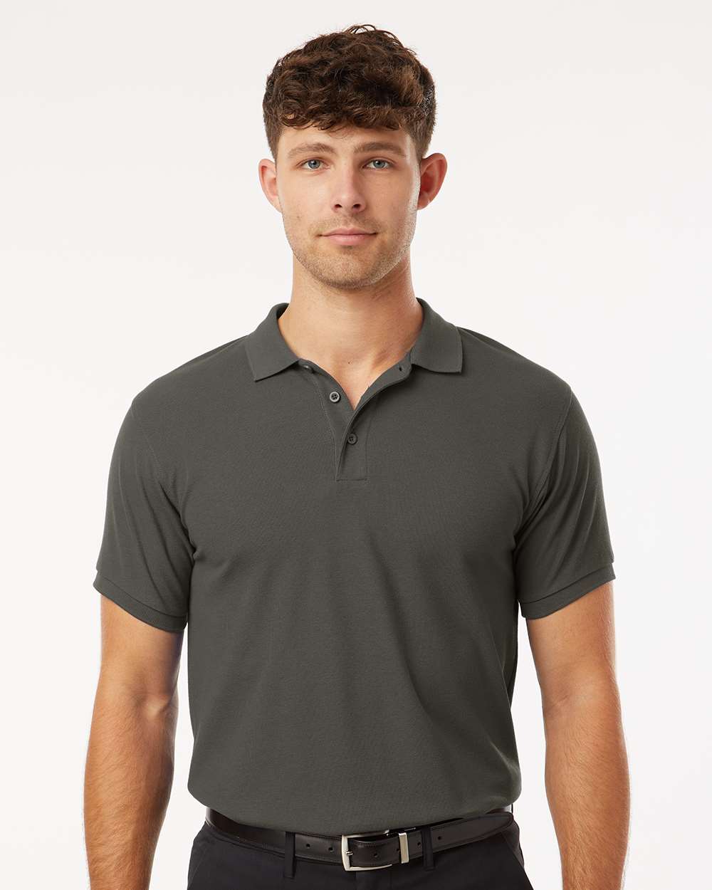 Men's Pique Polo - OnModelFront - B00596592 - Charcoal