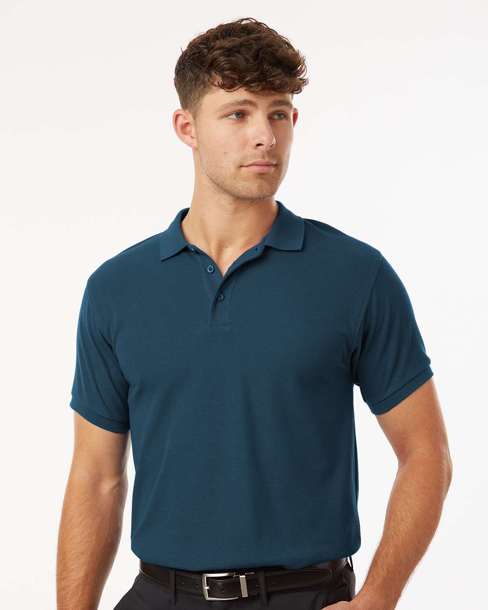 Men's Pique Polo - OnModelFront - B00596652 - Atlantic Blue