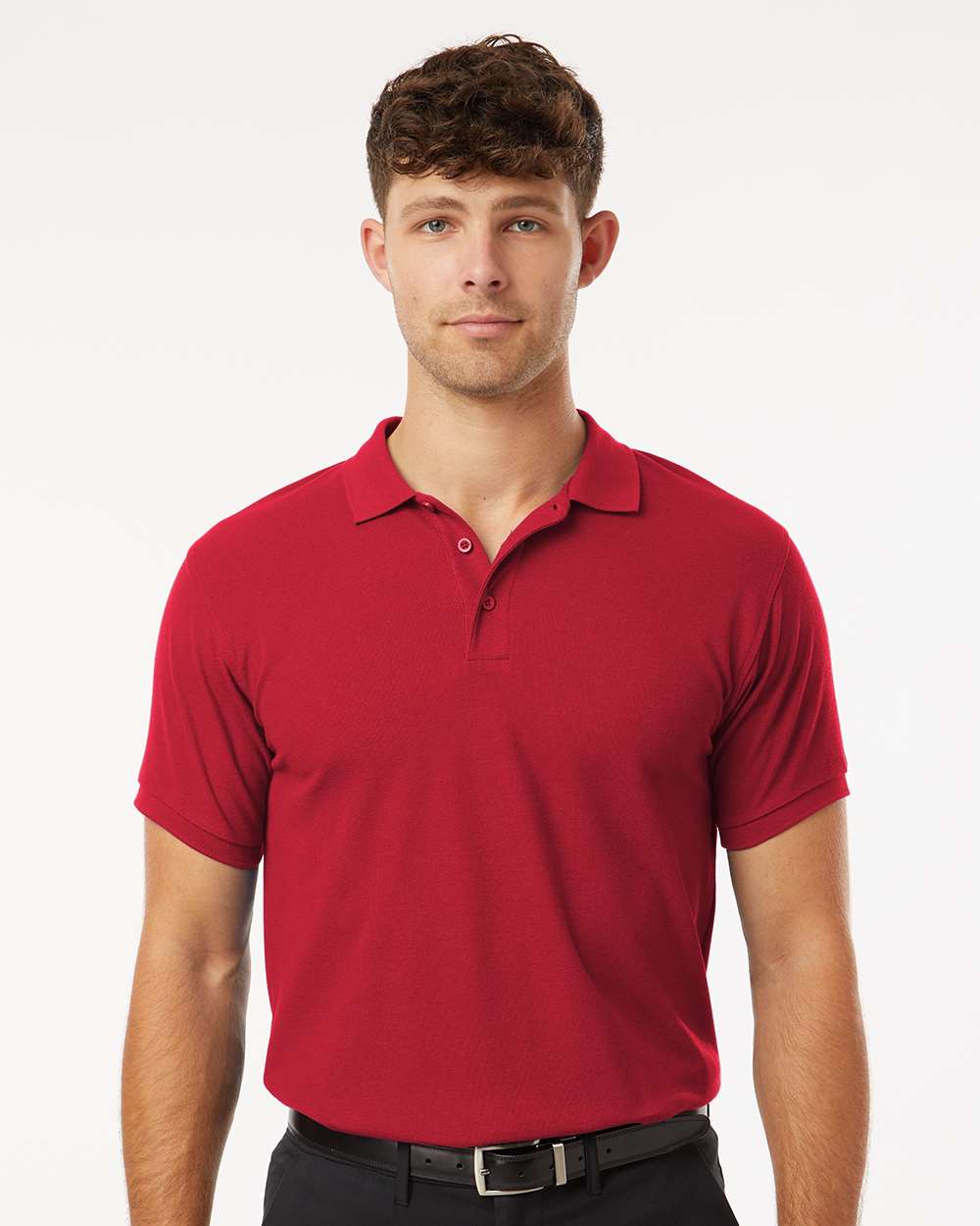 Men's Pique Polo - OnModelFront - B00596702 - Red