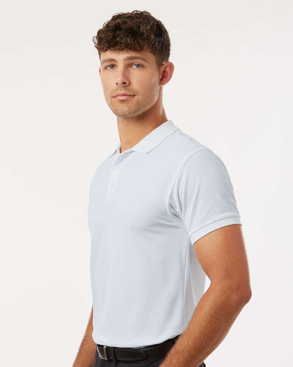 Men's Pique Polo - OnModelSide - B00596002 - White