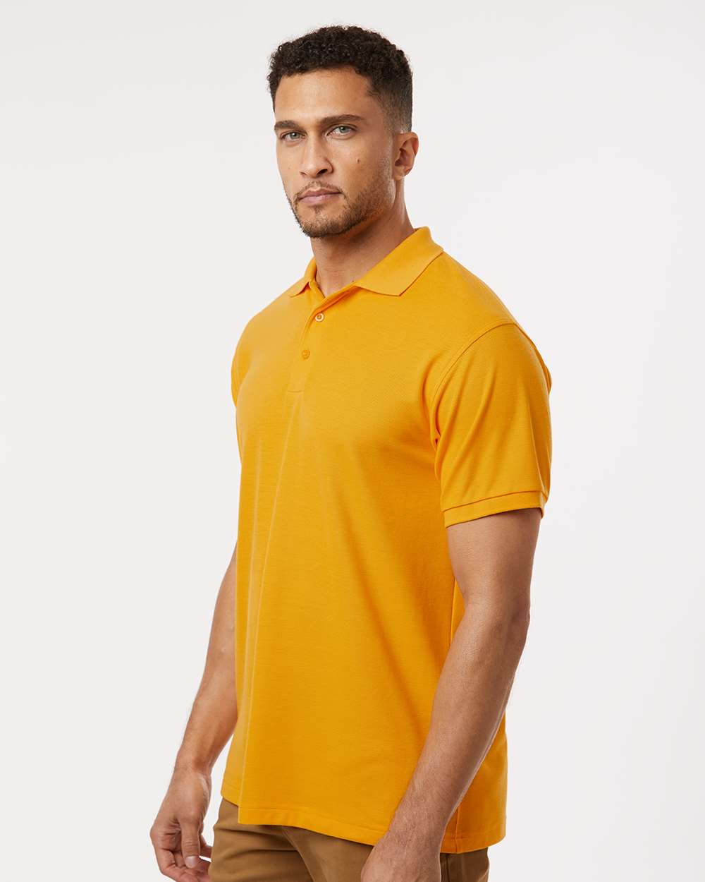 Men's Pique Polo - OnModelSide - B00596132 - Gold