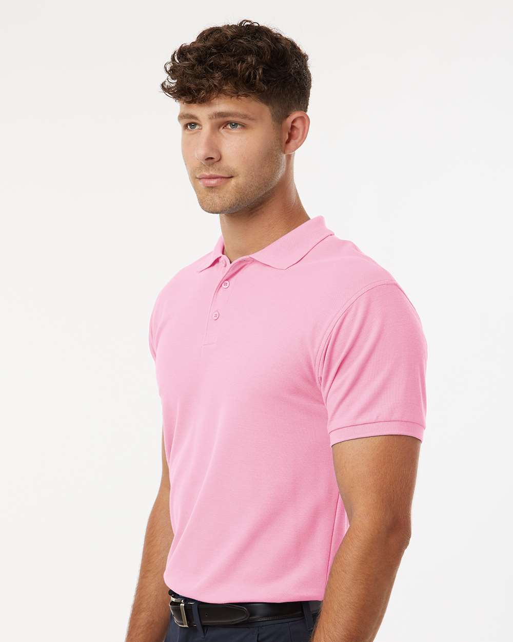 Men's Pique Polo - OnModelSide - B00596152 - Light Pink