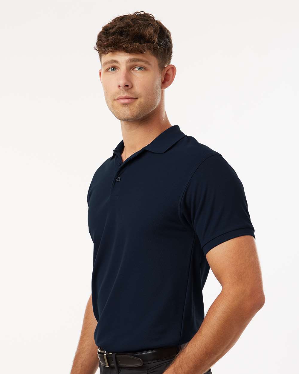 Men's Pique Polo - OnModelSide - B00596192 - Navy