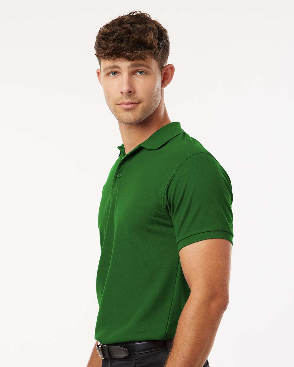 Men's Pique Polo - OnModelSide - B00596202 - Olive Green