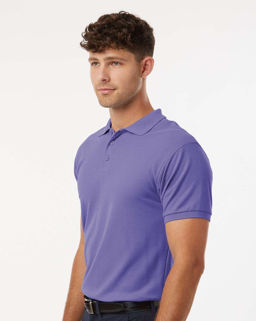 Men's Pique Polo - OnModelSide - B00596262 - Violet