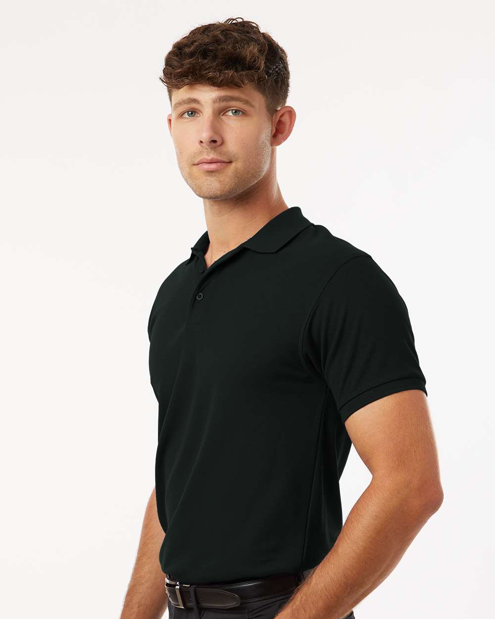 Men's Pique Polo - OnModelSide - B00596502 - Black