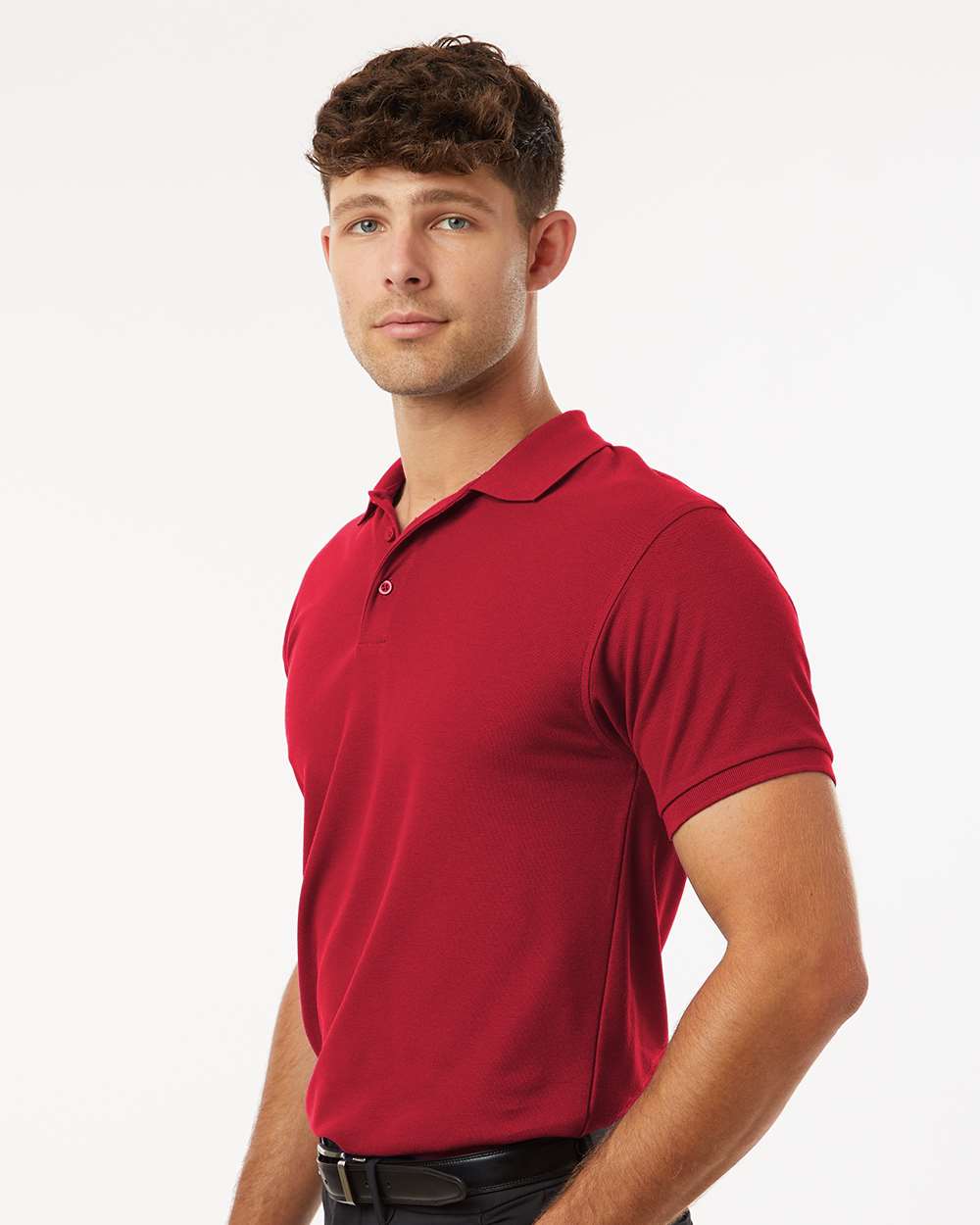 Men's Pique Polo - OnModelSide - B00596702 - Red