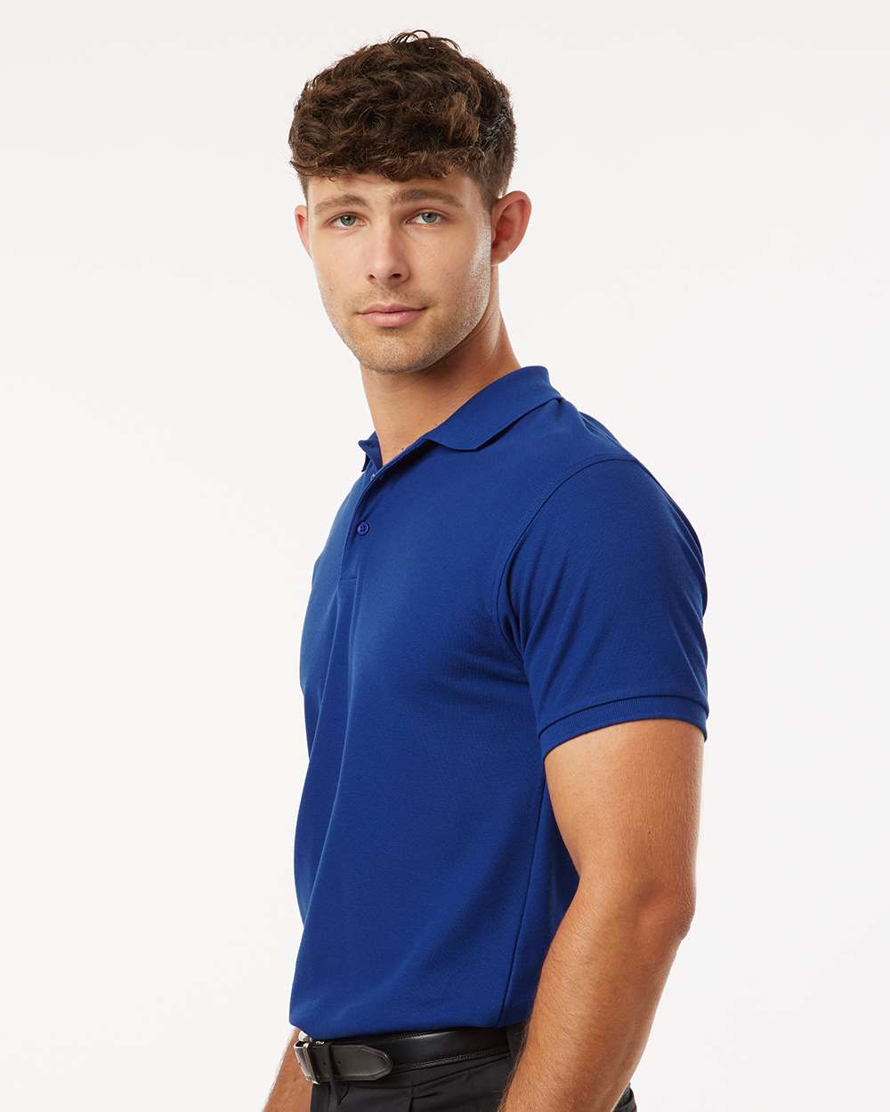 Men's Pique Polo - OnModelSide - B00596752 - Royal