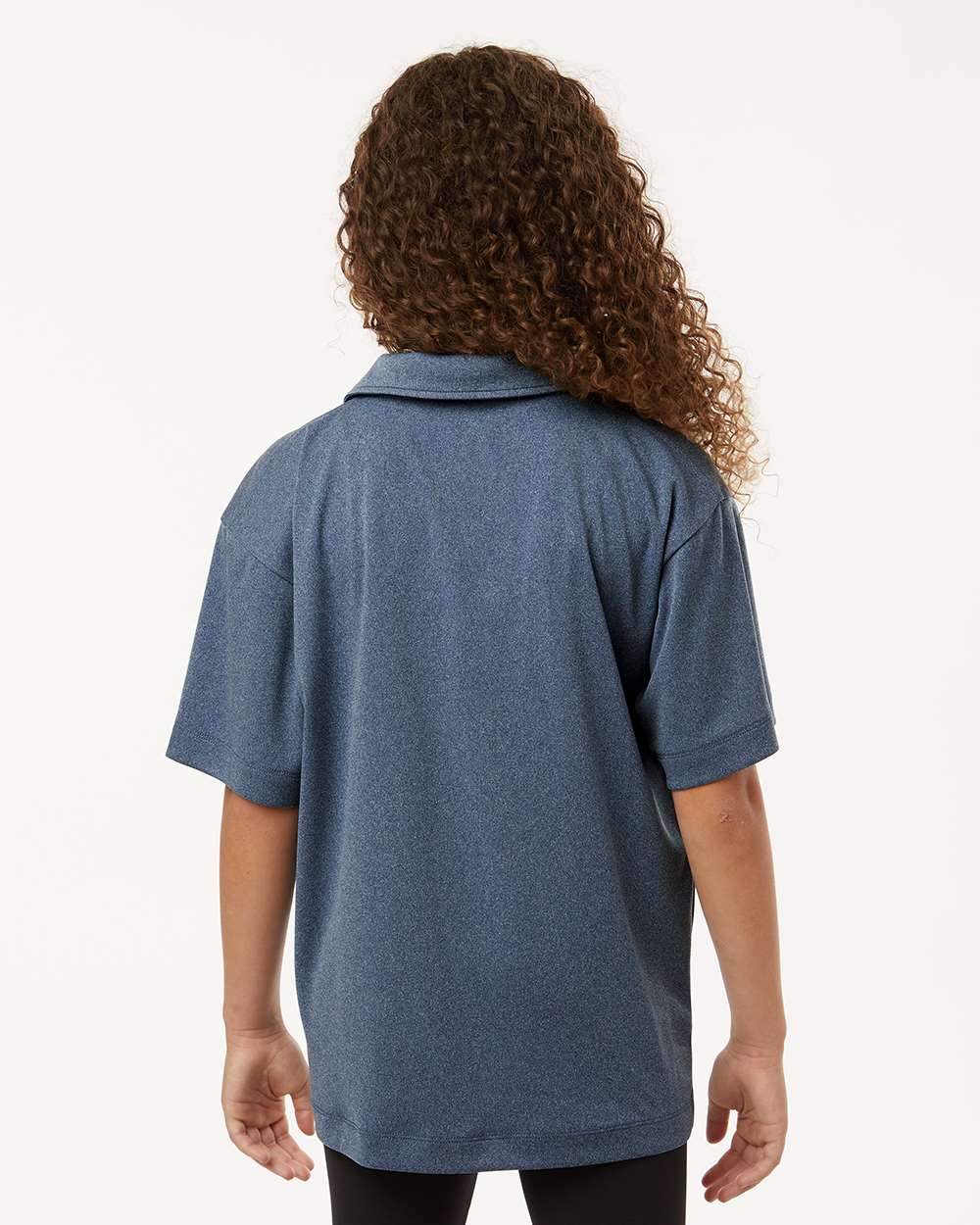 Youth Pro-Lock Performance Polo - OnModelBack - B00696652 - Heather Navy