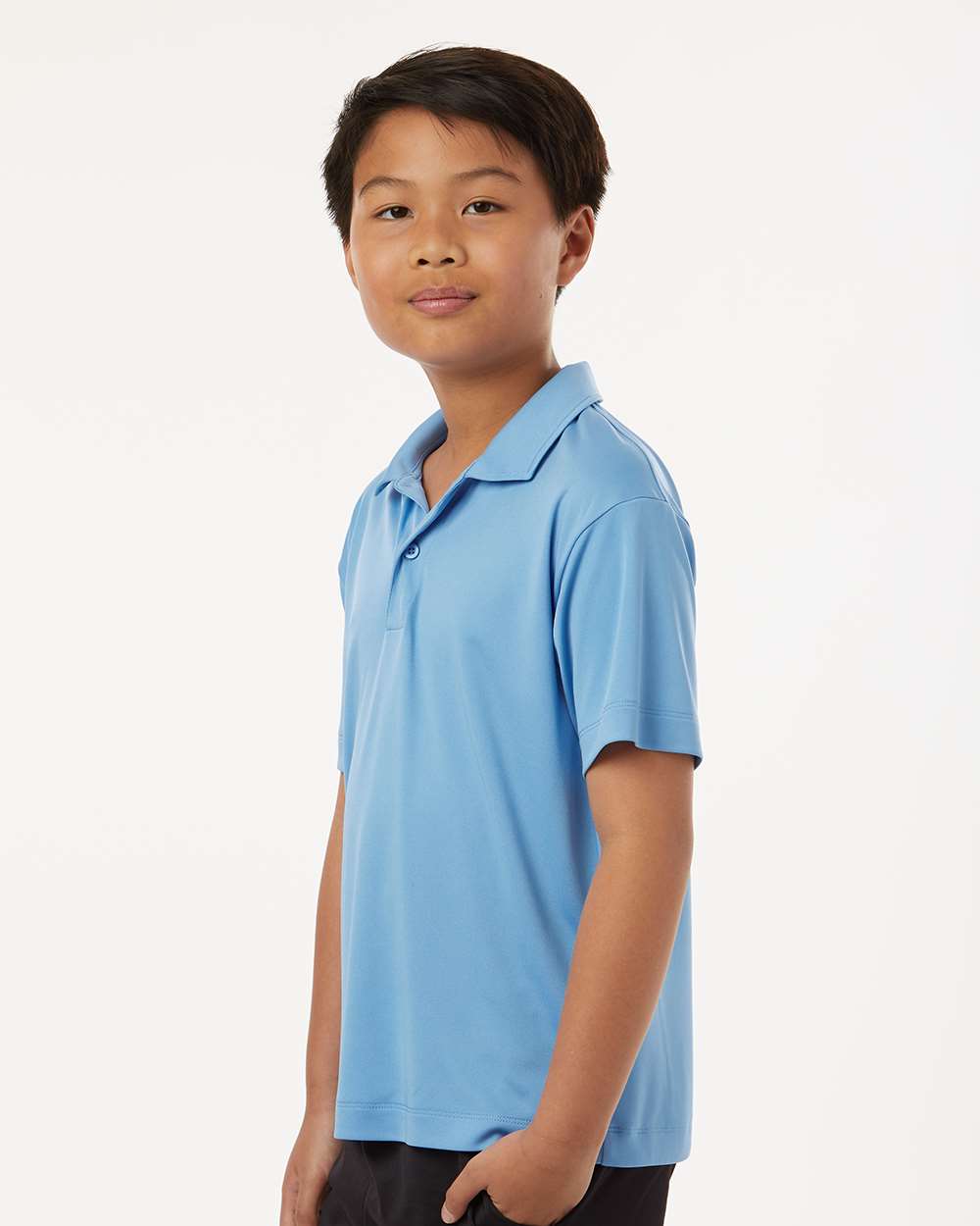 Youth Pro-Lock Performance Polo - OnModelSide - B00696252 - Carolina Blue