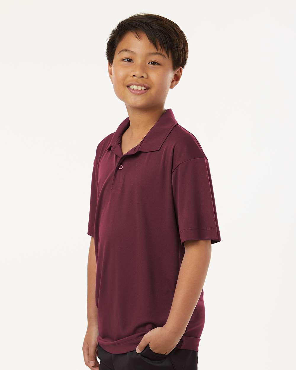 Youth Pro-Lock Performance Polo - OnModelSide - B00696532 - Maroon