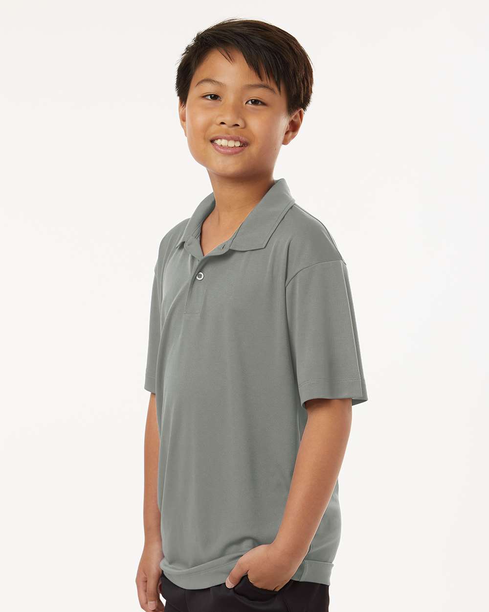 Youth Pro-Lock Performance Polo - OnModelSide - B00696592 - Greystone