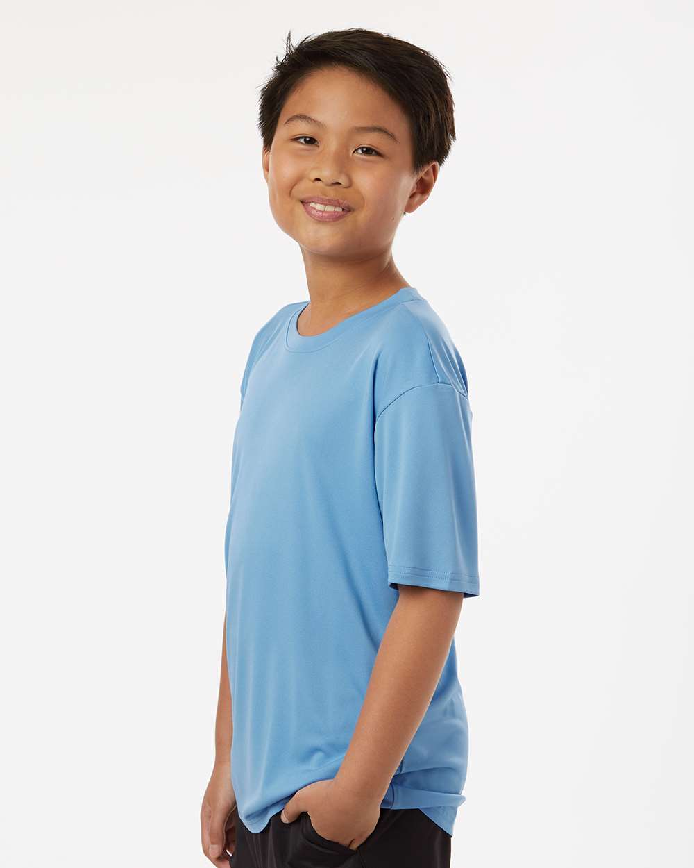 Youth Pro-Lock Performance T-Shirt - OnModelSide - B00896252 - Carolina Blue