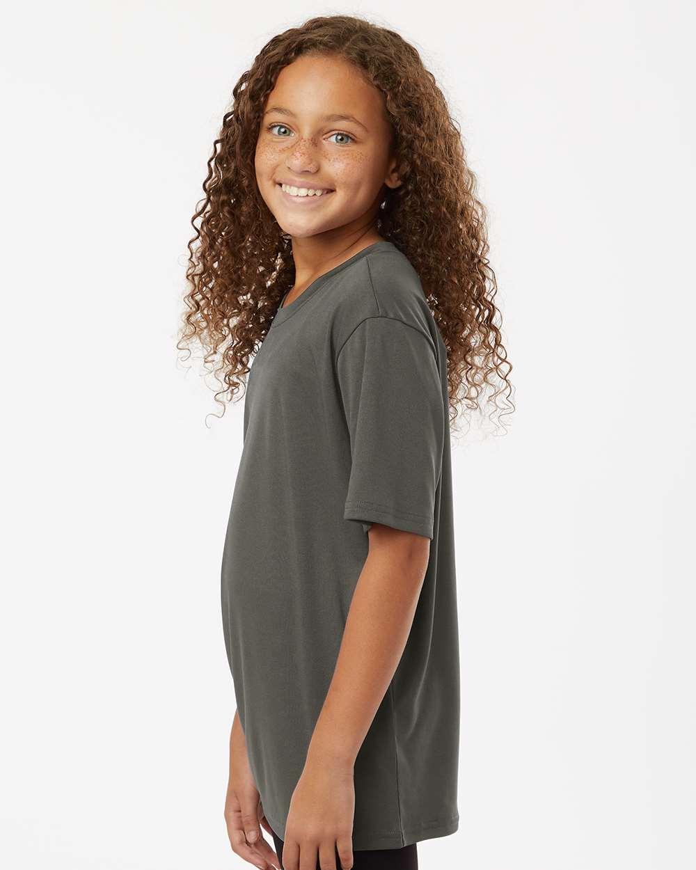 Youth Pro-Lock Performance T-Shirt - OnModelSide - B00896592 - Charcoal