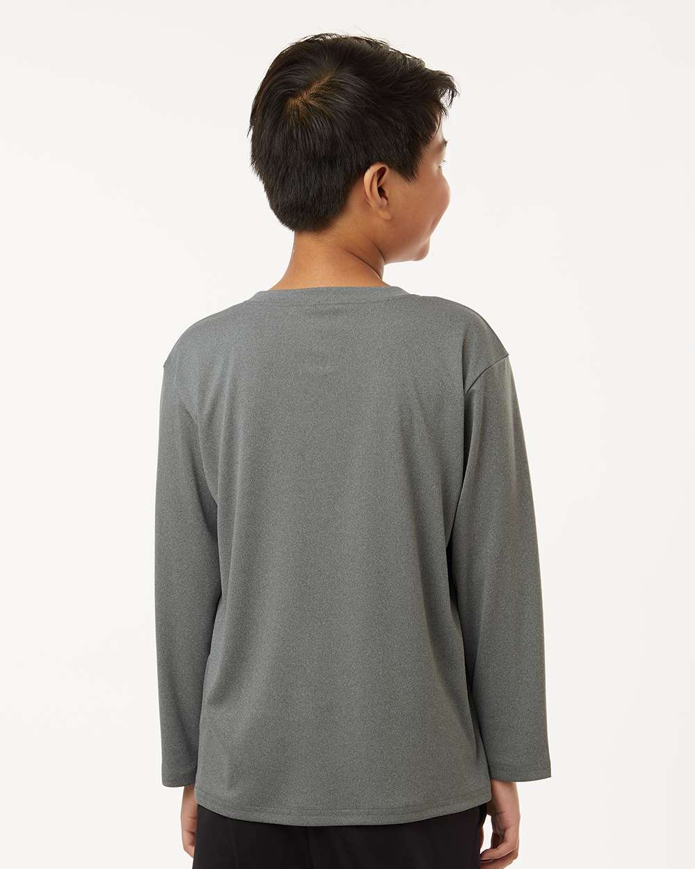 Youth Pro-Lock Performance Long Sleeve T-Shirt - OnModelBack - B00996112 - Heather Granite