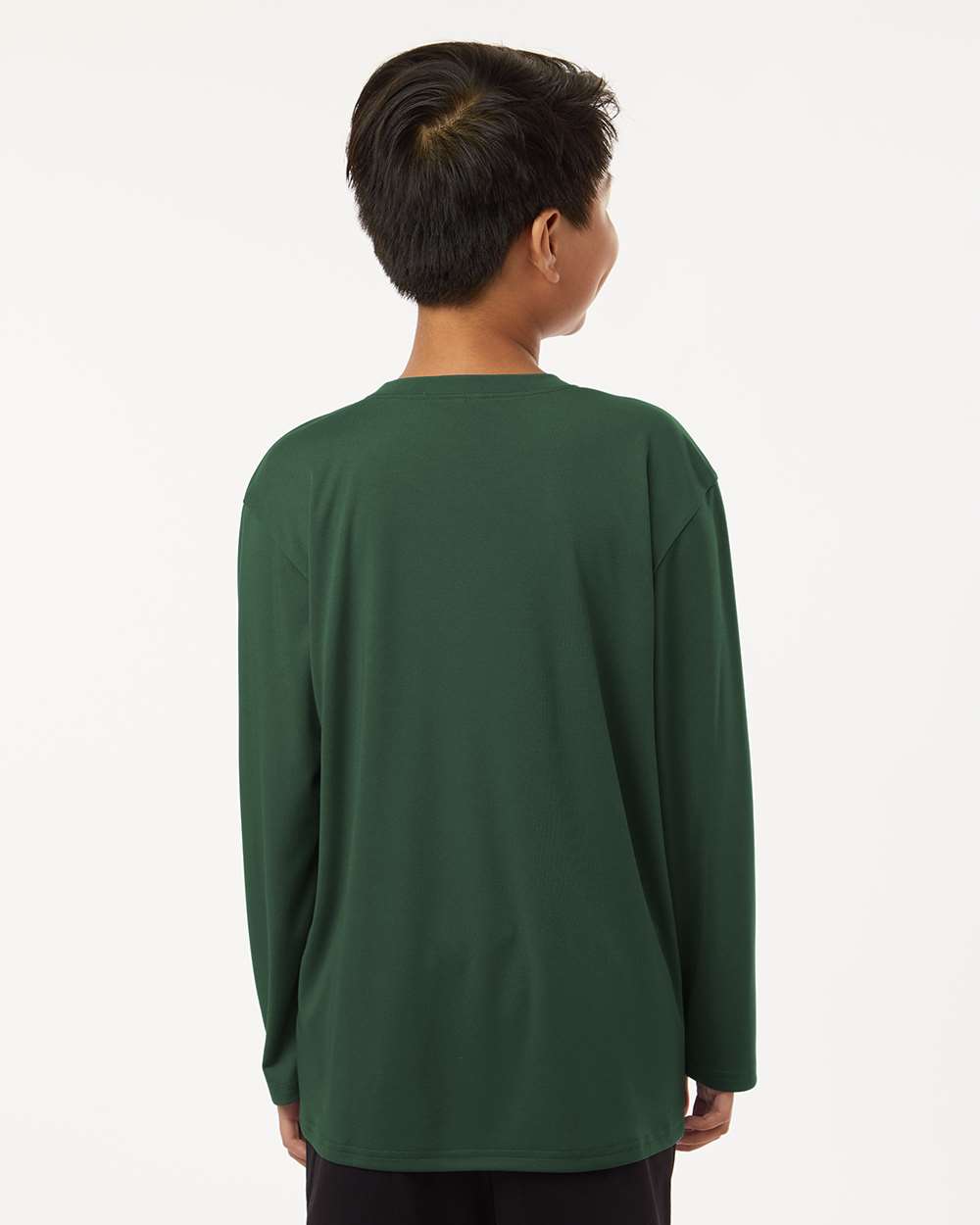 Youth Pro-Lock Performance Long Sleeve T-Shirt - OnModelBack - B00996542 - Forest Green