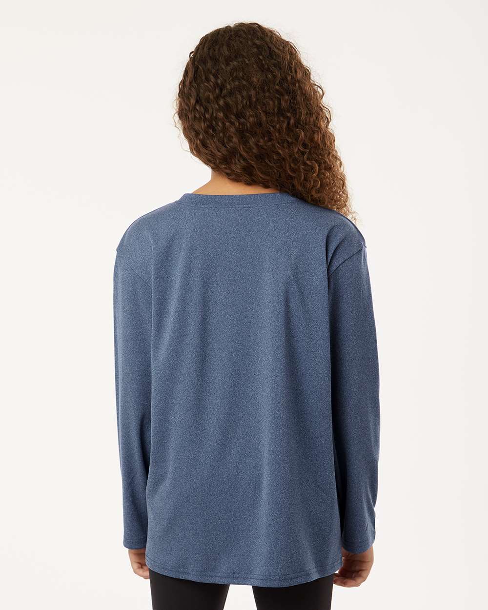 Youth Pro-Lock Performance Long Sleeve T-Shirt - OnModelBack - B00996652 - Heather Navy
