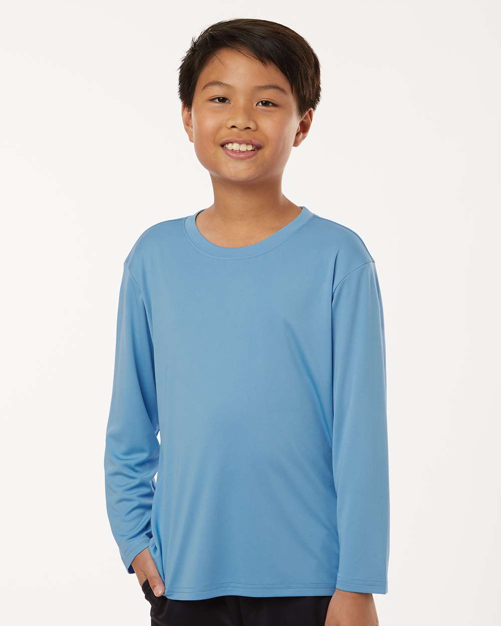 Youth Pro-Lock Performance Long Sleeve T-Shirt - OnModelFront - B00996252 - Carolina Blue