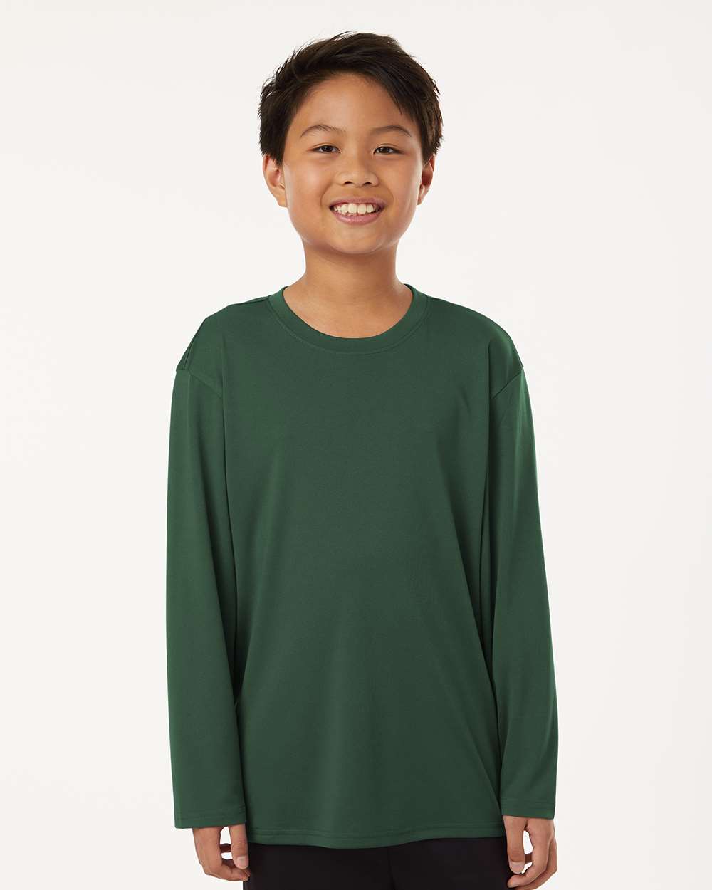 Youth Pro-Lock Performance Long Sleeve T-Shirt - OnModelFront - B00996542 - Forest Green